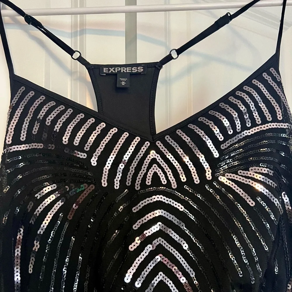 Express Sequined Racerback Dress, Size Medium, Like-New Condition - Picture 5 of 10